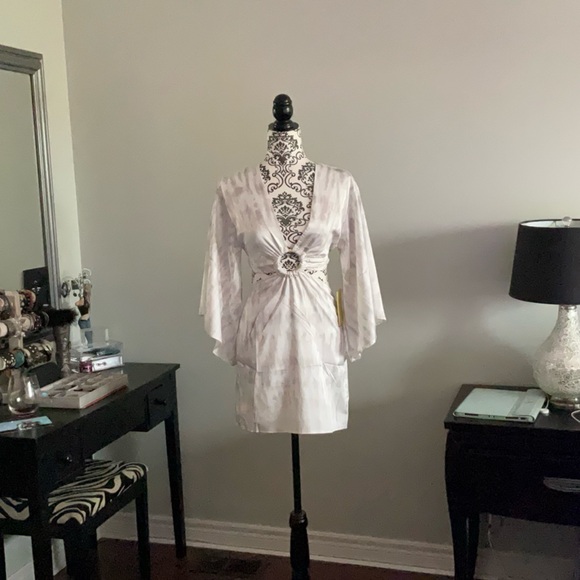 Rayon white sheer cut out dress - Picture 3 of 7